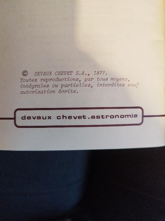 Catalogue astronomie Devaux-Chevet 1977 - instruments, oculaires, accessoires