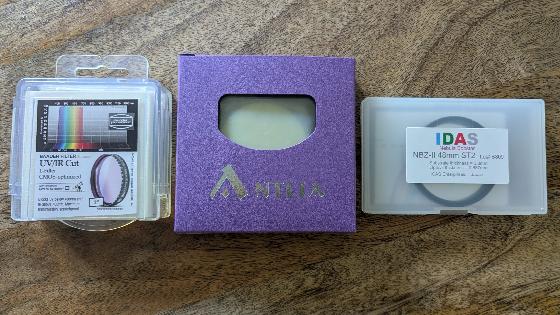 3 filtres neufs 2"/M48 — IDAS NBZ-II, Antlia Triband RGB Ultra II (V2), Baader UV/IR Cut