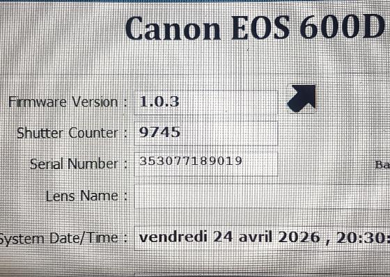 Canon 600D defiltré partiel