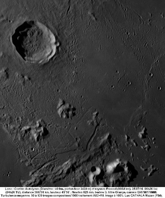 Lune cratère Autolycus 240716 625mm Luc CATHALA