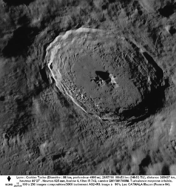 Lune 26/07/16 cratère Tycho 625 mm B43 IR742 Luc CATHALA V2 du 28/07/16 90%