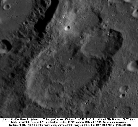 Cratère Barocius 02/6/17 625 mm barlow 3 IR742 Luc CATHALA