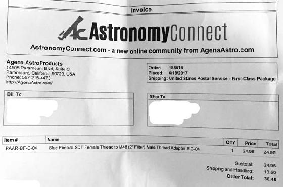 Bague APN Canon - Réducteur 0.7 - OAG Celestron - 800 Edge HD