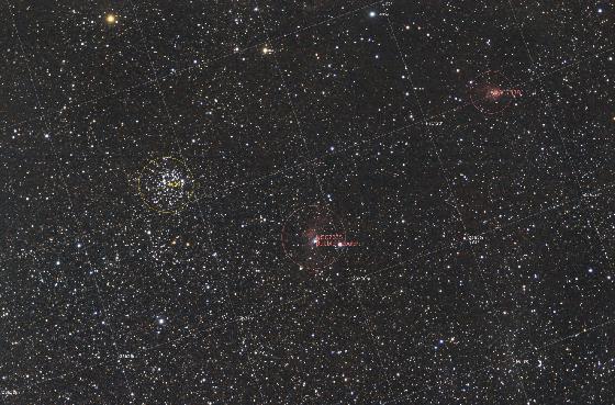 NGC7635, M52 et NGC7538 (annotation)