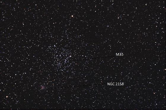M35 et NGC 2158 annotée