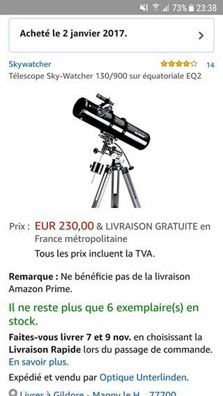 Skywatcher 130/900 sur eq2 motorisé avec raquette+accessoires