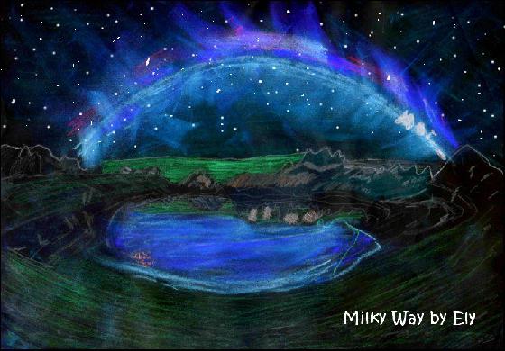 Paysage et lac sous les étoiles