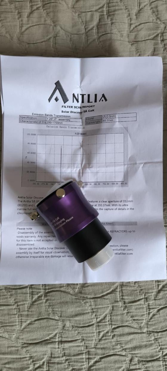 Filtre Antlia New Solar Discover 5Å CaK, sous garantie