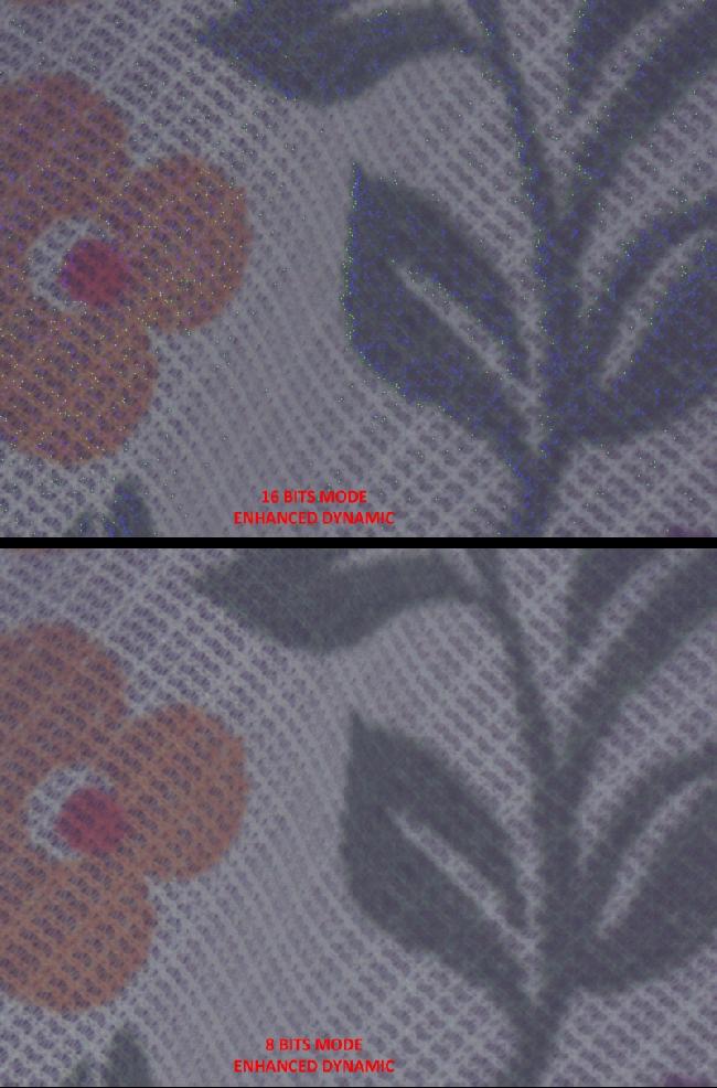 comparaison dots 16 et 8 bits