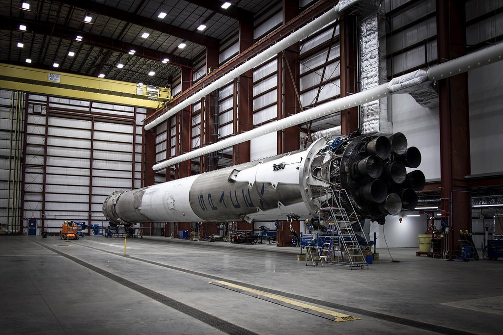 Falcon 9 first stage in hangar