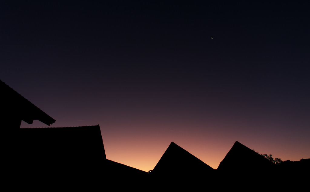 Fin croissant & Venus dans l'aurore du matin - 16 octobre 2017