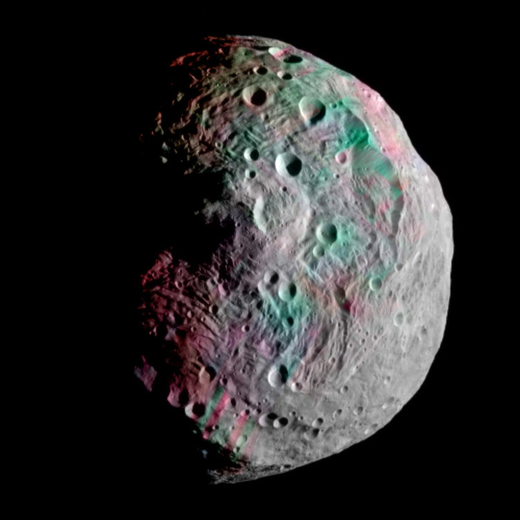 Contrast enhanced IR overlay of Asteroid 4 Vesta