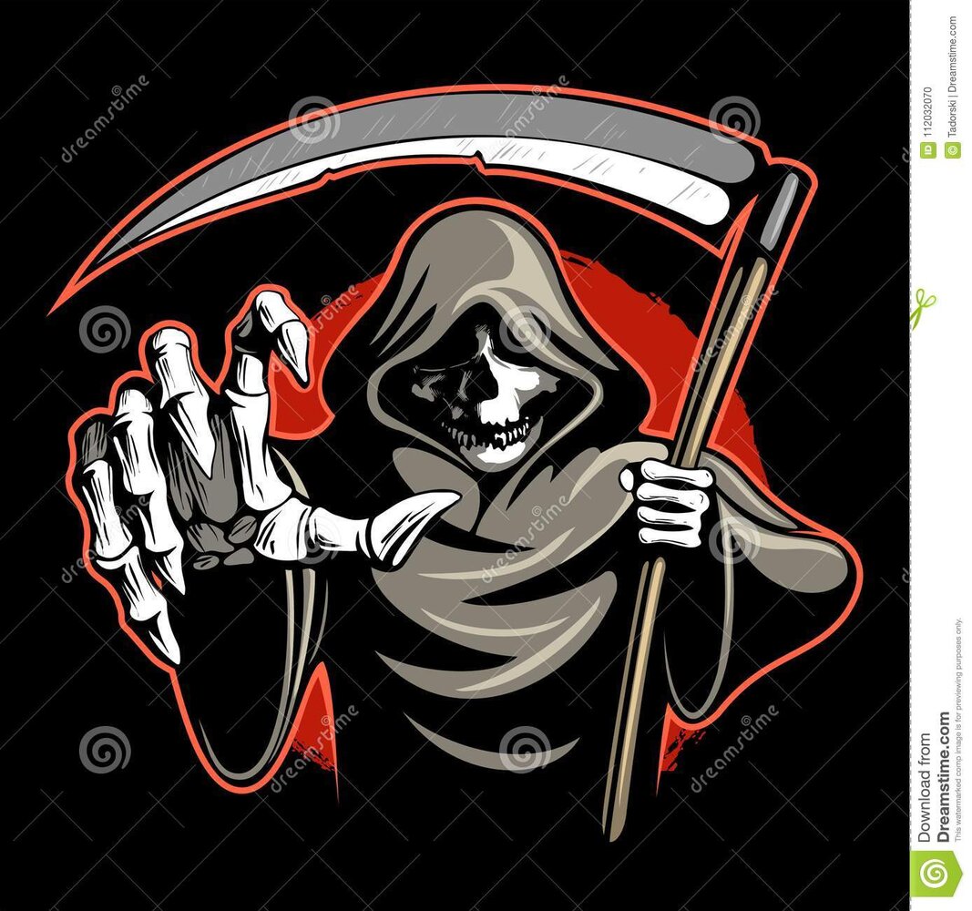 Squelette, La Mort Avec La Faux, Image Illustration de Vecteur -  Illustration du image, logo: 112032070