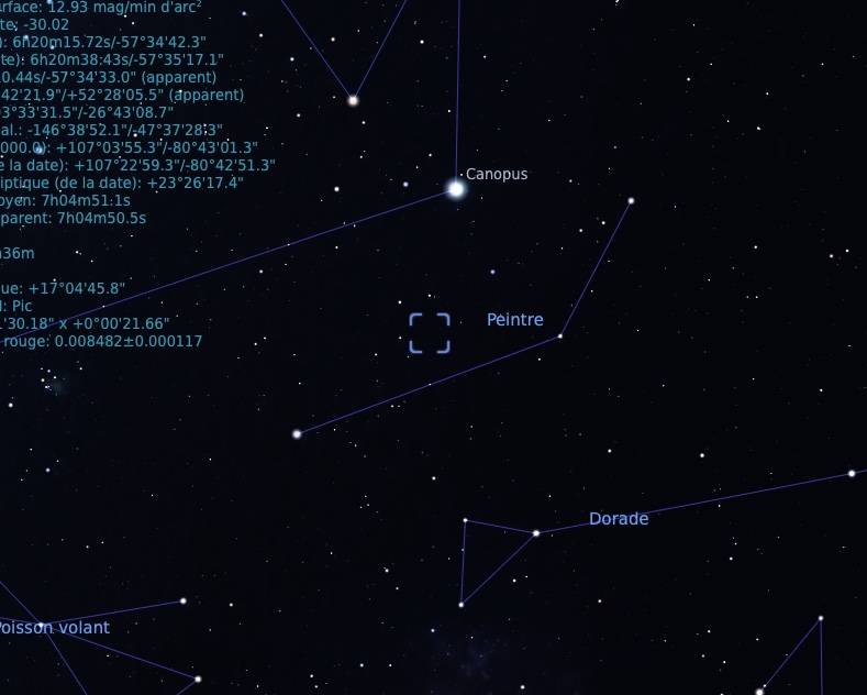 Un trio lointain dans la constellation du Peintre. Les dessins Webastro